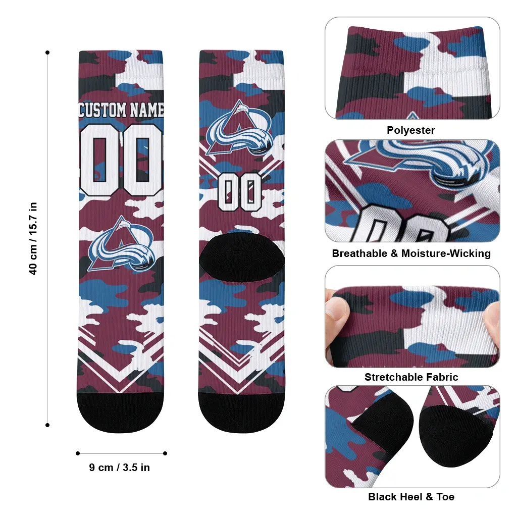 Colorado Avalanche Socks Customized Woodland Camo Burgundy High Quality Colorado Avalanche Socks Customized Woodland Camo Burgundy High Quality