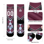 Colorado Avalanche Socks Personalized Argyle Pattern Burgundy Best Selling