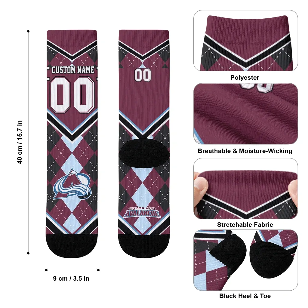 Colorado Avalanche Socks Personalized Argyle Pattern Burgundy High Quality Colorado Avalanche Socks Personalized Argyle Pattern Burgundy High Quality