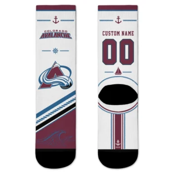 Colorado Avalanche Socks - Personalized Nautical Icons Burgundy White