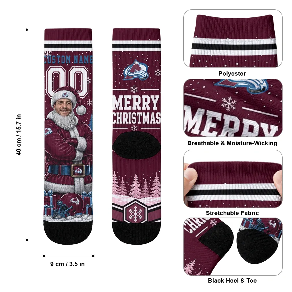 Colorado Avalanche Socks Personalized Snowy Scene Burgundy White High Quality Colorado Avalanche Socks Personalized Snowy Scene Burgundy White High Quality