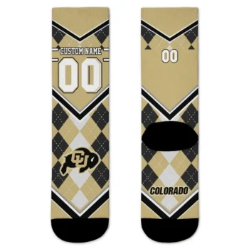 Colorado Buffaloes Socks Personalized Argyle Pattern Gold Best Selling