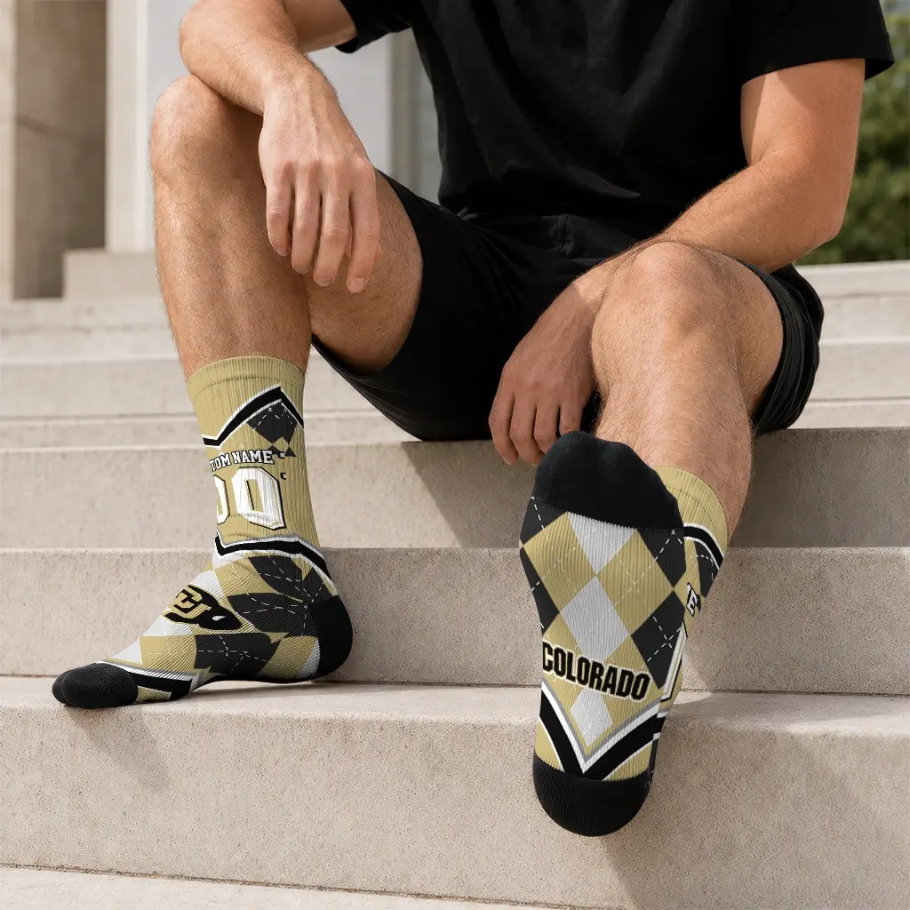 Colorado Buffaloes Socks Personalized Argyle Pattern Gold Latest Model Colorado Buffaloes Socks Personalized Argyle Pattern Gold Latest Model