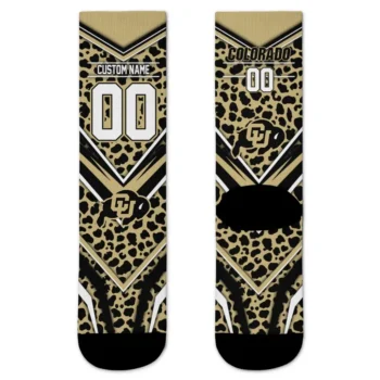 Colorado Buffaloes Socks Personalized Leopard Print Gold Black Best Selling