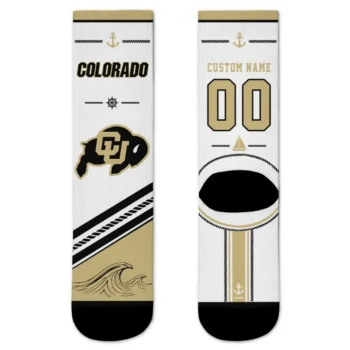 Colorado Buffaloes Socks Personalized Nautical Icons Gold White Best Selling