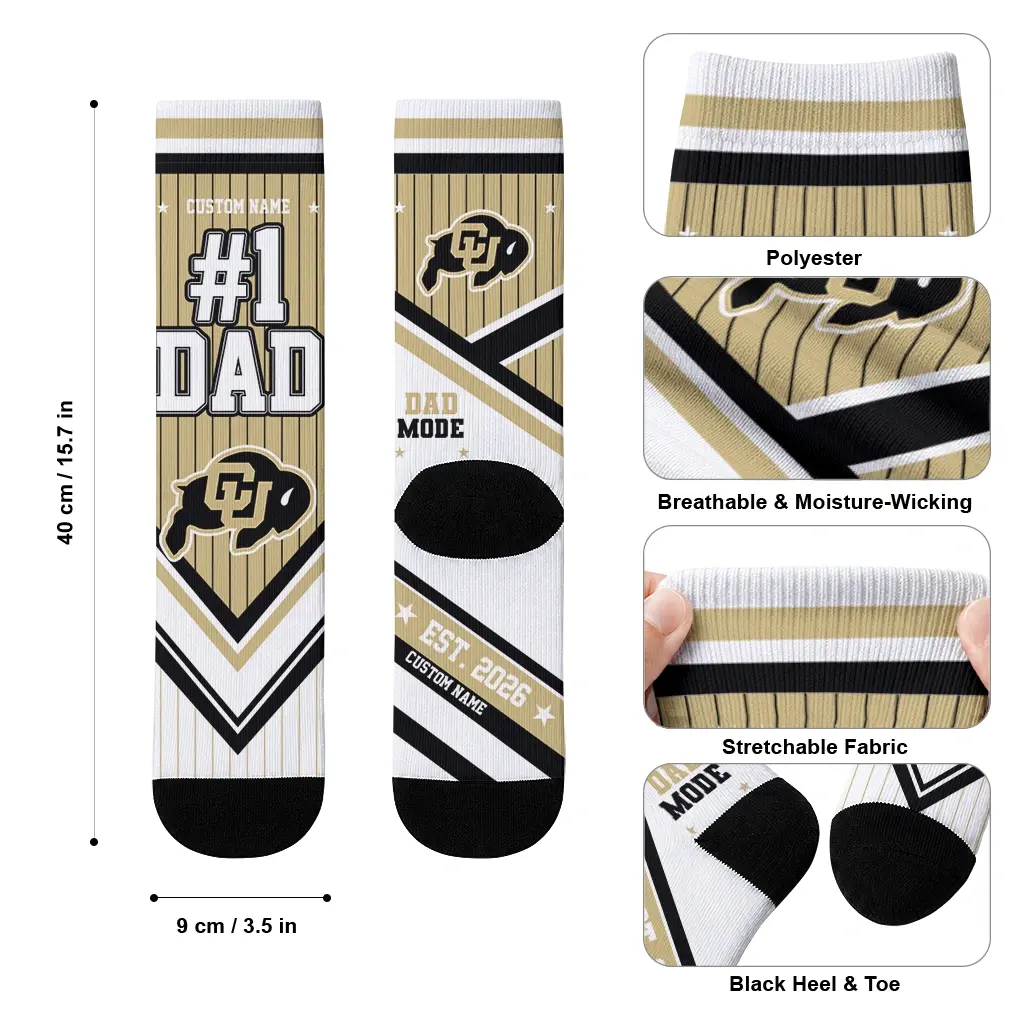 Colorado Buffaloes Socks Personalized Pinstripe Chevron Gold White High Quality Colorado Buffaloes Socks Personalized Pinstripe Chevron Gold White High Quality