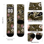 Colorado Buffaloes Socks Personalized Scattered Icons Gold Best Selling