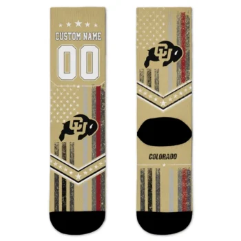 Colorado Buffaloes Socks Personalized Star Stripes Gold White Best Selling