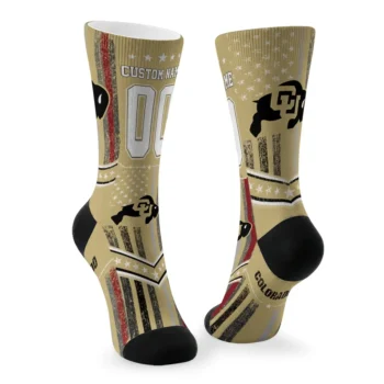Colorado Buffaloes Socks Personalized Star Stripes Gold White Fashion Forward