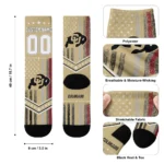Colorado Buffaloes Socks Personalized Star Stripes Gold White Best Selling