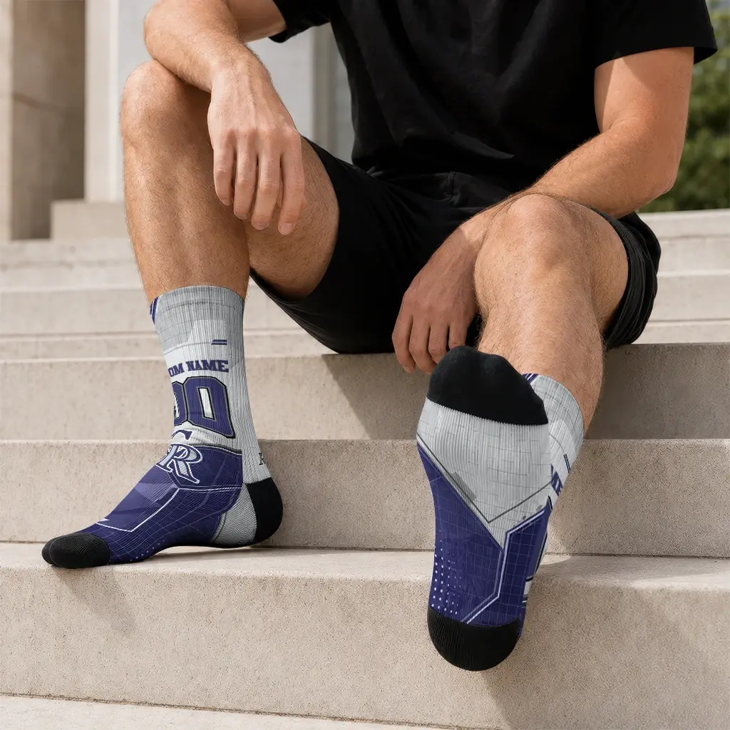 Colorado Rockies Socks Custom Geometric Tech Blue Latest Model Colorado Rockies Socks Custom Geometric Tech Blue Latest Model