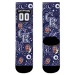 Colorado Rockies Socks Custom Scattered Icons Blue Best Selling