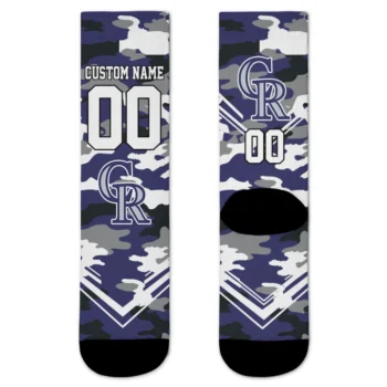 Colorado Rockies Socks - Custom Woodland Camo Blue