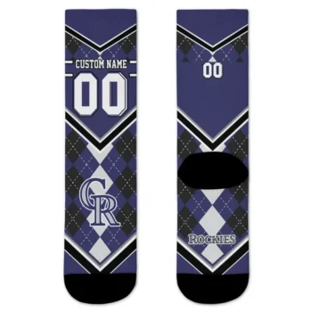 Colorado Rockies Socks Customized Argyle Pattern Blue Best Selling
