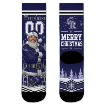 Colorado Rockies Socks Customized Snowy Scene Blue White Best Selling