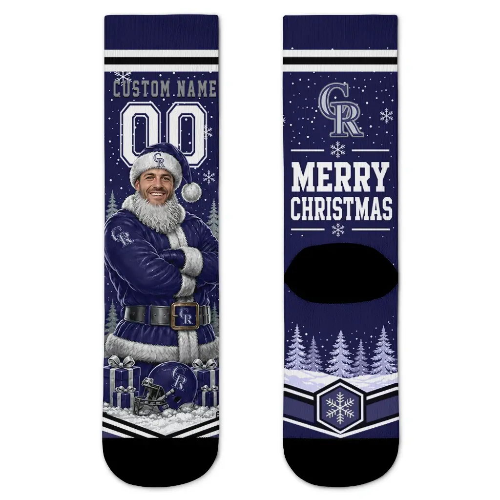 Colorado Rockies Socks Customized Snowy Scene Blue White Best Selling Colorado Rockies Socks Customized Snowy Scene Blue White Best Selling