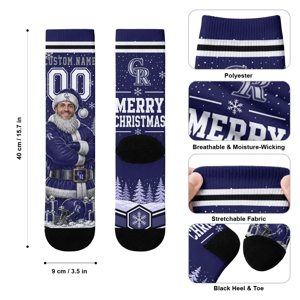 Colorado Rockies Socks Customized Snowy Scene Blue White High Quality Colorado Rockies Socks Customized Snowy Scene Blue White High Quality