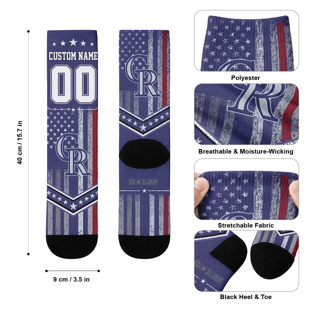 Colorado Rockies Socks Customized Star Stripes Blue White High Quality Colorado Rockies Socks Customized Star Stripes Blue White High Quality