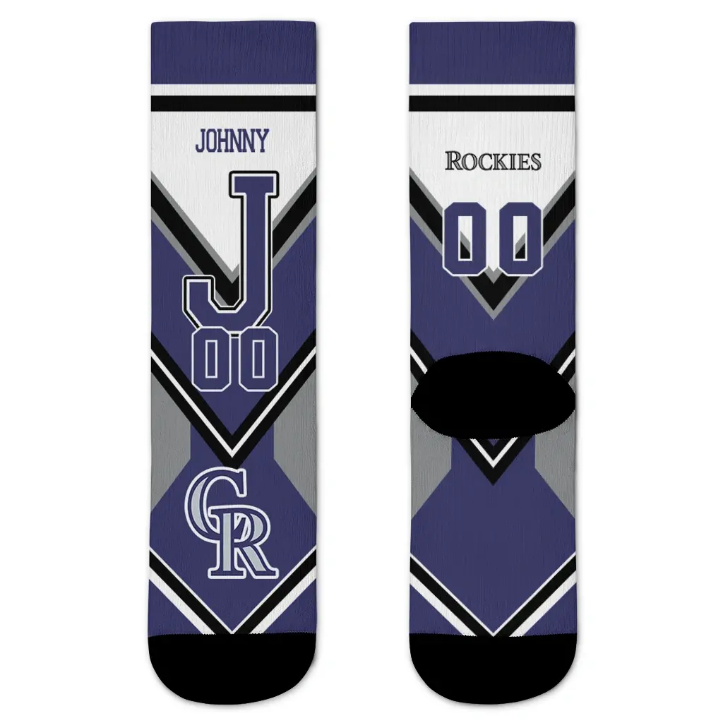 Colorado Rockies Socks Personalized Arrow Blocks Blue Best Selling Colorado Rockies Socks Personalized Arrow Blocks Blue Best Selling