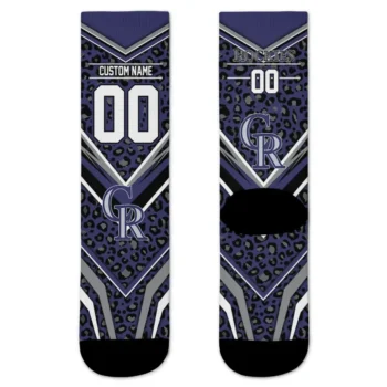 Colorado Rockies Socks Personalized Leopard Print Blue Black Best Selling