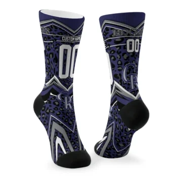 Colorado Rockies Socks Personalized Leopard Print Blue Black Fashion Forward