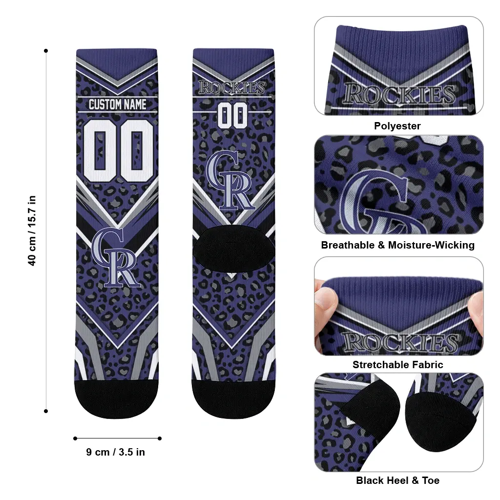 Colorado Rockies Socks Personalized Leopard Print Blue Black High Quality Colorado Rockies Socks Personalized Leopard Print Blue Black High Quality