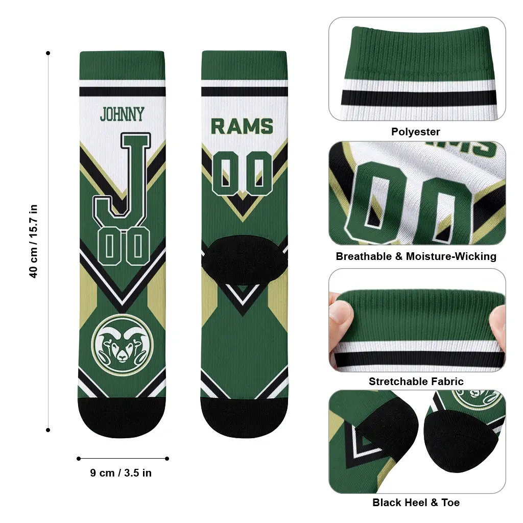 Colorado State Rams Socks Custom Arrow Blocks Green High Quality Colorado State Rams Socks Custom Arrow Blocks Green High Quality
