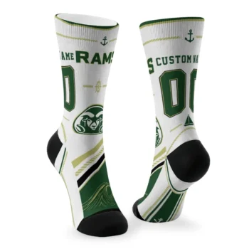 Colorado State Rams Socks Custom Nautical Icons Green White Fashion Forward