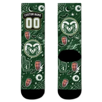 Colorado State Rams Socks Custom Scattered Icons Green Best Selling