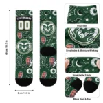 Colorado State Rams Socks Custom Scattered Icons Green Best Selling