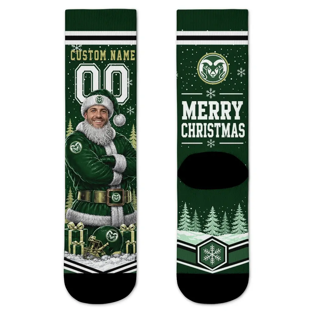 Colorado State Rams Socks Custom Snowy Scene Green White Best Selling Colorado State Rams Socks Custom Snowy Scene Green White Best Selling