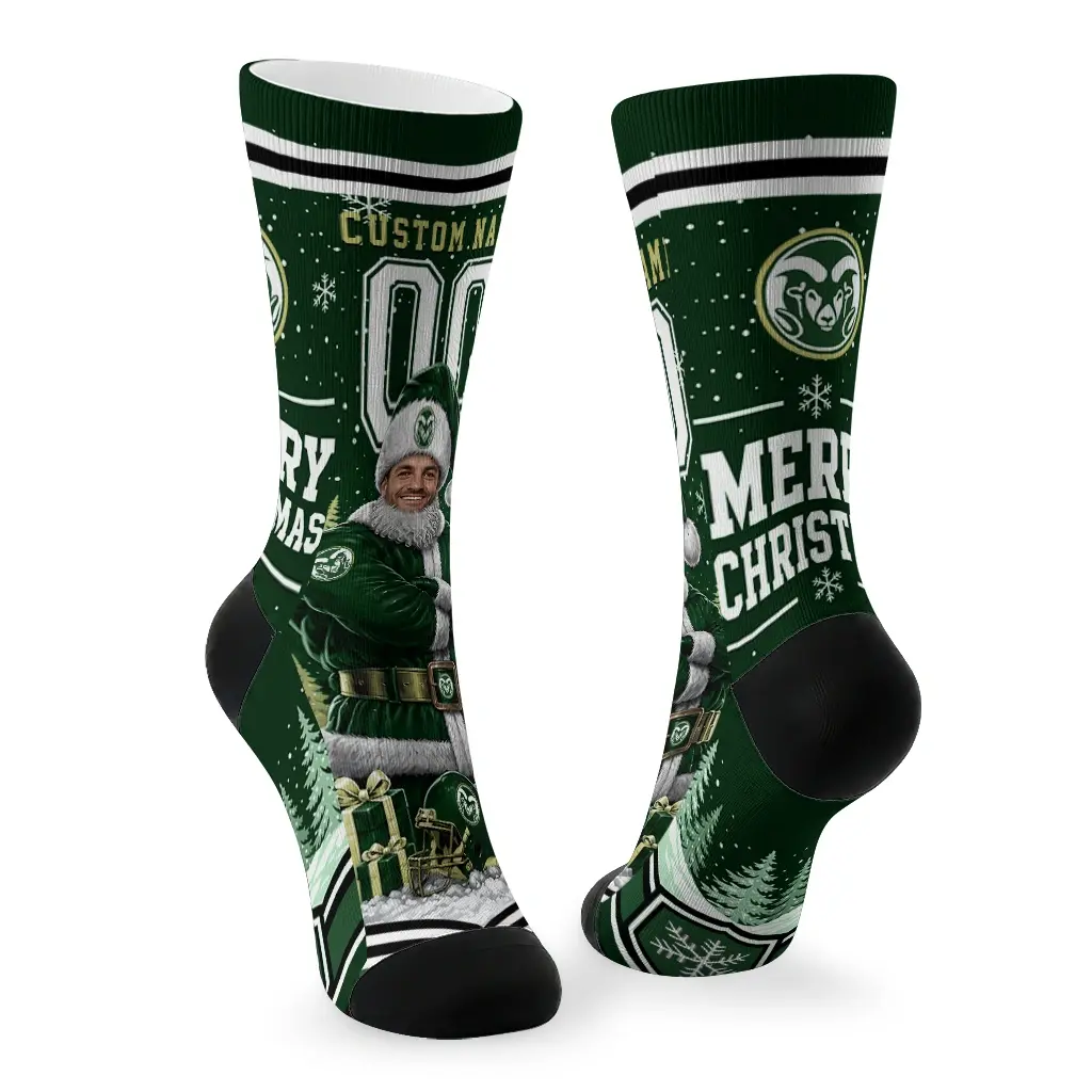 Colorado State Rams Socks Custom Snowy Scene Green White Fashion Forward Colorado State Rams Socks Custom Snowy Scene Green White Fashion Forward