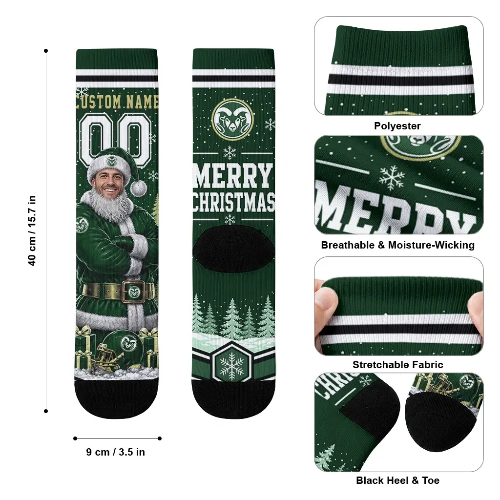 Colorado State Rams Socks Custom Snowy Scene Green White High Quality Colorado State Rams Socks Custom Snowy Scene Green White High Quality