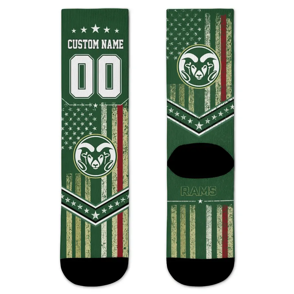 Colorado State Rams Socks Custom Star Stripes Green White Best Selling Colorado State Rams Socks Custom Star Stripes Green White Best Selling