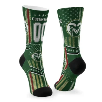 Colorado State Rams Socks Custom Star Stripes Green White Fashion Forward