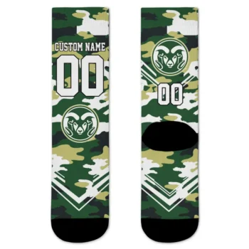 Colorado State Rams Socks Custom Woodland Camo Green Best Selling