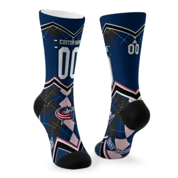 Columbus Blue Jackets Socks Custom Argyle Pattern Navy Blue Fashion Forward