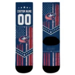 Columbus Blue Jackets Socks Custom Star Stripes Navy Blue White Best Selling