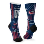 Columbus Blue Jackets Socks Custom Star Stripes Navy Blue White Best Selling