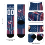 Columbus Blue Jackets Socks Custom Star Stripes Navy Blue White Best Selling