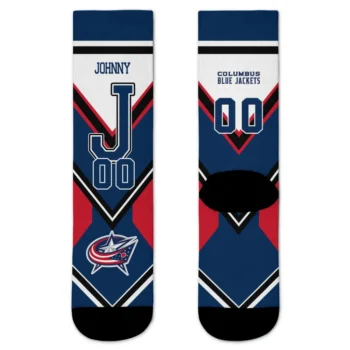 Columbus Blue Jackets Socks Customized Arrow Blocks Navy Blue Best Selling