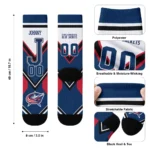 Columbus Blue Jackets Socks Customized Arrow Blocks Navy Blue Best Selling