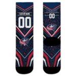 Columbus Blue Jackets Socks Customized Leopard Print Navy Blue Black Best Selling