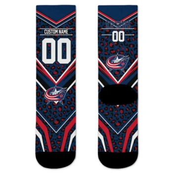 Columbus Blue Jackets Socks Customized Leopard Print Navy Blue Black Best Selling