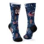 Columbus Blue Jackets Socks Personalized Scattered Icons Navy Blue Best Selling