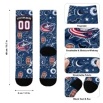 Columbus Blue Jackets Socks Personalized Scattered Icons Navy Blue Best Selling
