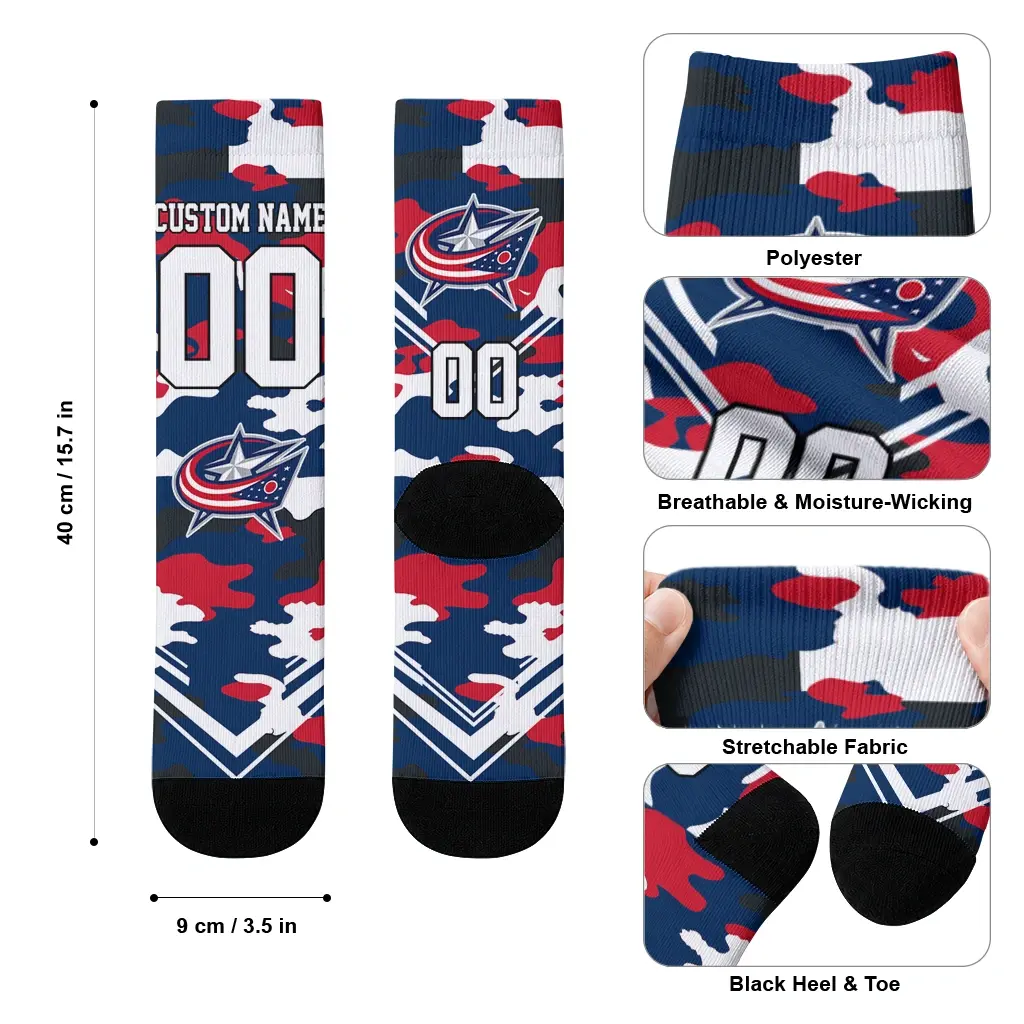 Columbus Blue Jackets Socks Personalized Woodland Camo Navy Blue High Quality Columbus Blue Jackets Socks Personalized Woodland Camo Navy Blue High Quality