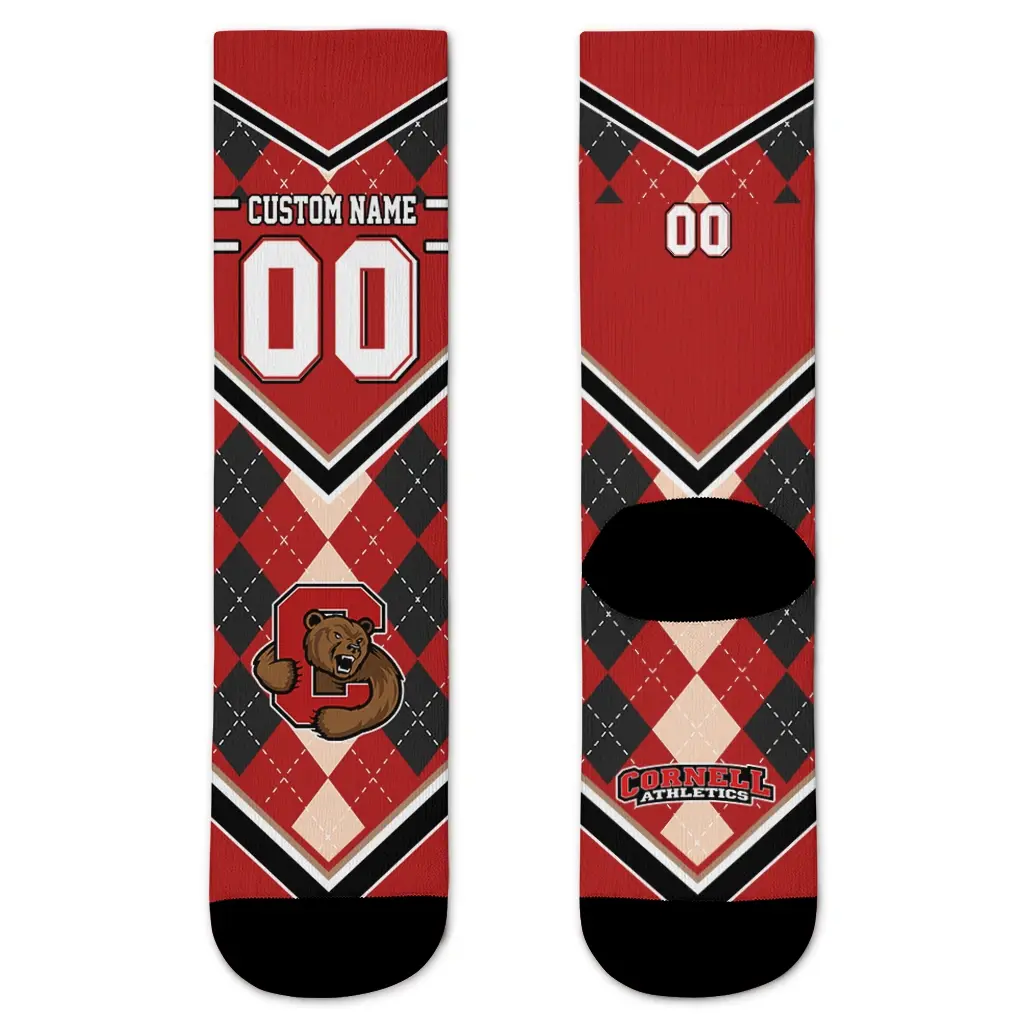 Cornell Big Red Socks Personalized Argyle Pattern Red Best Selling Cornell Big Red Socks Personalized Argyle Pattern Red Best Selling