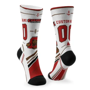 Cornell Big Red Socks Personalized Nautical Icons Red White Fashion Forward