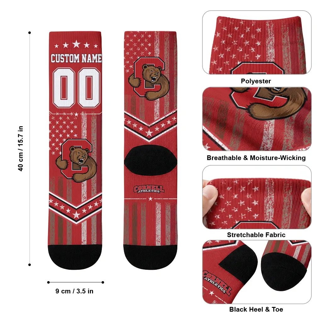 Cornell Big Red Socks Personalized Star Stripes Red White High Quality Cornell Big Red Socks Personalized Star Stripes Red White High Quality